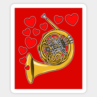 Valentines Day French Horn Player Anniversary Wedding Musician Sticker